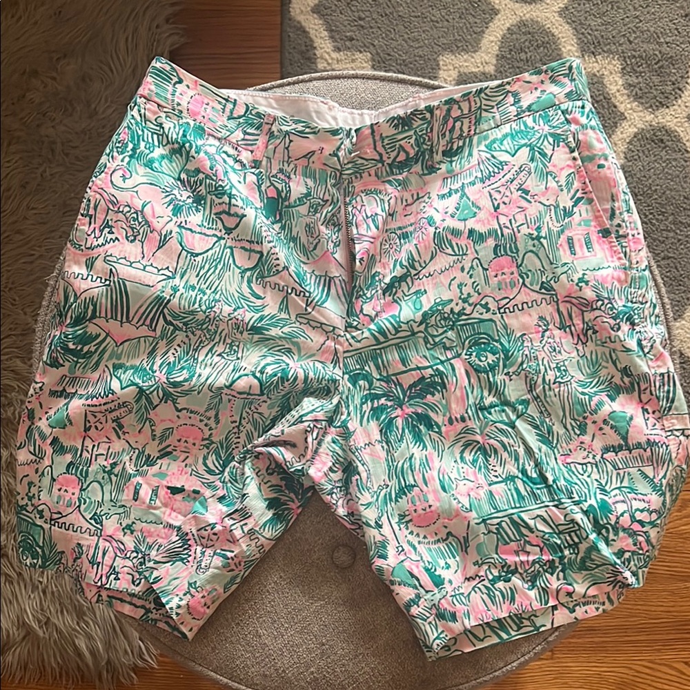 Lilly Pulitzer Pink and Green Flat Front Shorts